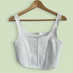 Rose + Vine White Ribbed Corset Tank Top Medium